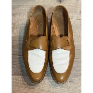 J. Fitzpatrick Meridian Shoes 11 E Maple Brown White Calf Slip On Loafers $695